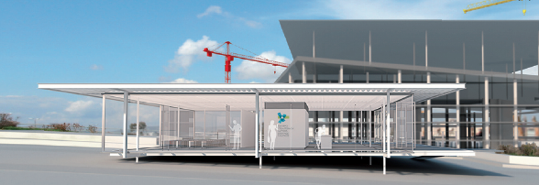 Ένα τρισδιάστατο μοντέλο του νικητήριου σχεδίου του Κέντρου Επισκεπτών για το Κέντρο Πολιτισμού Ίδρυμα Σταύρος Νιάρχος