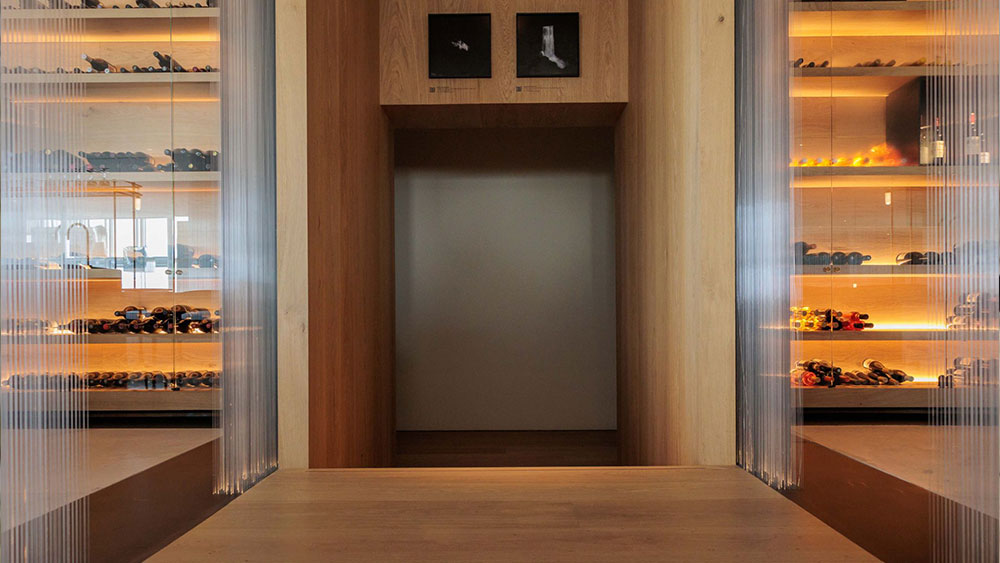 The entrance of the space at Delta restaurant's venue where the artworks are displayed