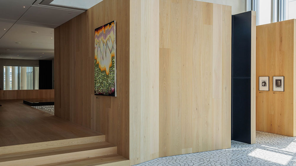 A photograph of the space in the Delta restaurant venue, where the artworks are displayed