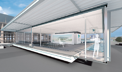 Ένα τρισδιάστατο μοντέλο του νικητήριου σχεδίου του Κέντρου Επισκεπτών για το Κέντρο Πολιτισμού Ίδρυμα Σταύρος Νιάρχος από το πλάι