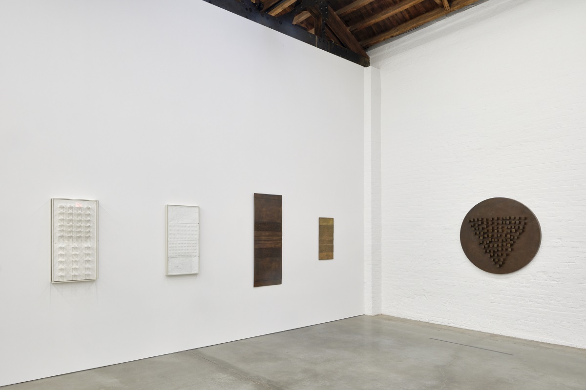 Many pieces of art in an exhibition